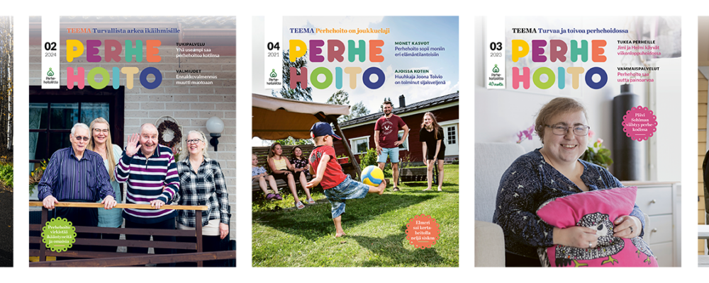Viiden Perhehoito-lehden kansikuvat rivissä
