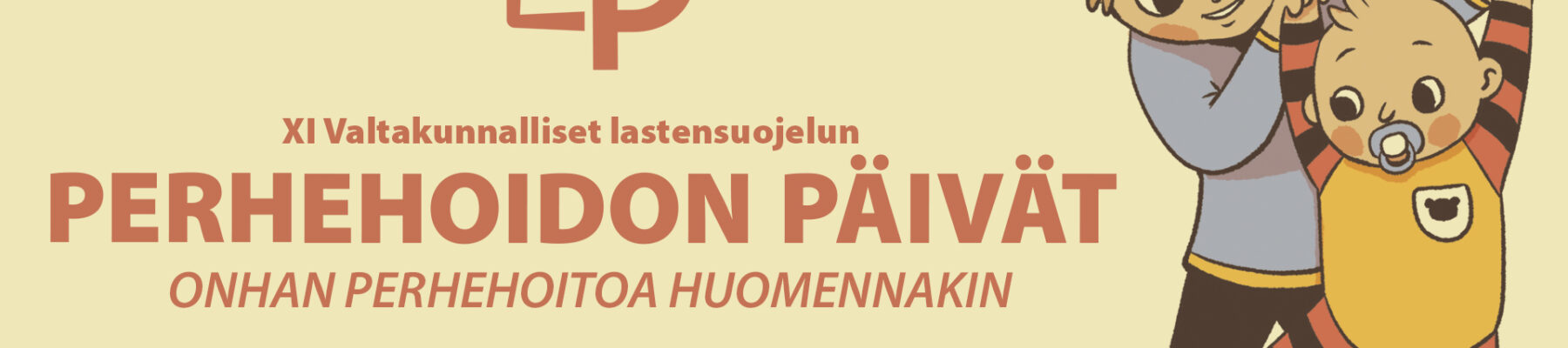 Piirroskuvassa isompi lapsi kävelyttää pikkulasta