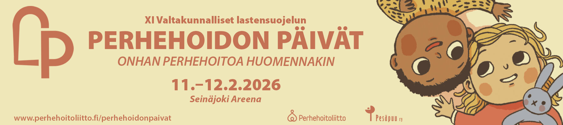 Piirroskuvassa kaksi hymyilevää lasta makoilee lähekkäin