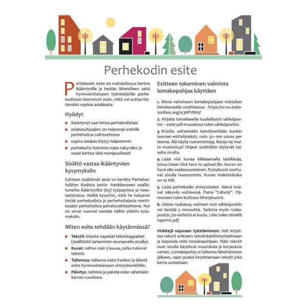 Yhteensovittamisen toimintamalli: Perhekodin esitteen ohje lomakepohjalla